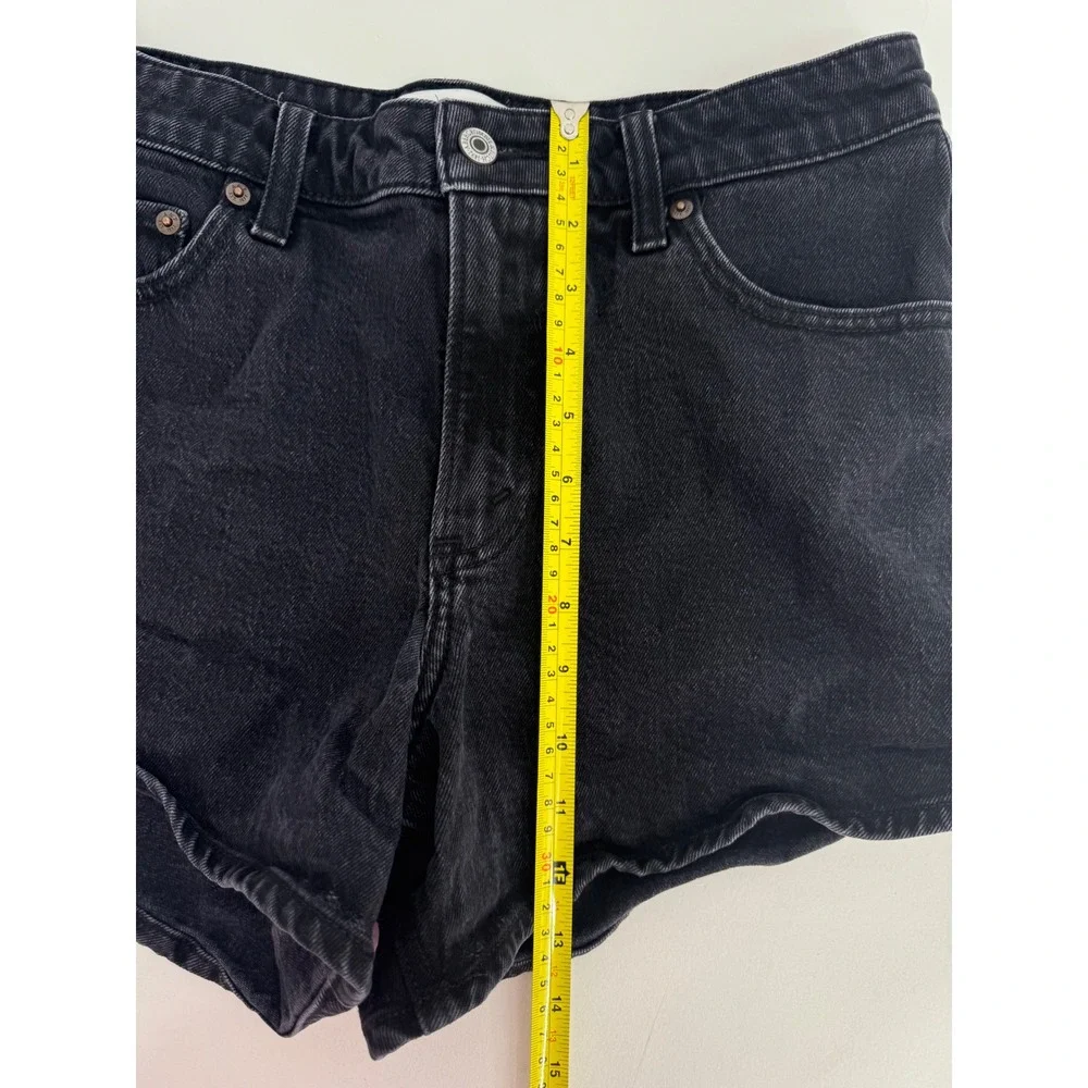 Abercrombie & Fitch A Line Shorts Mid Rise Denim Sz 30 Black Cutoffs Curve Love